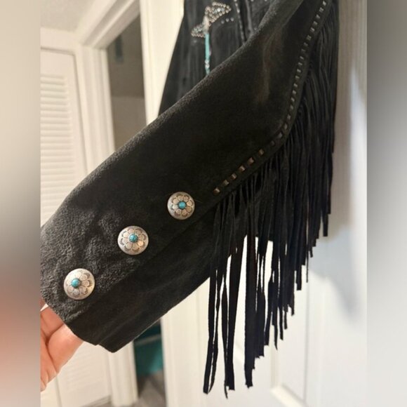 Vintage Scully Women's Black Suede Fringe Jacket - Picture 3 of 10